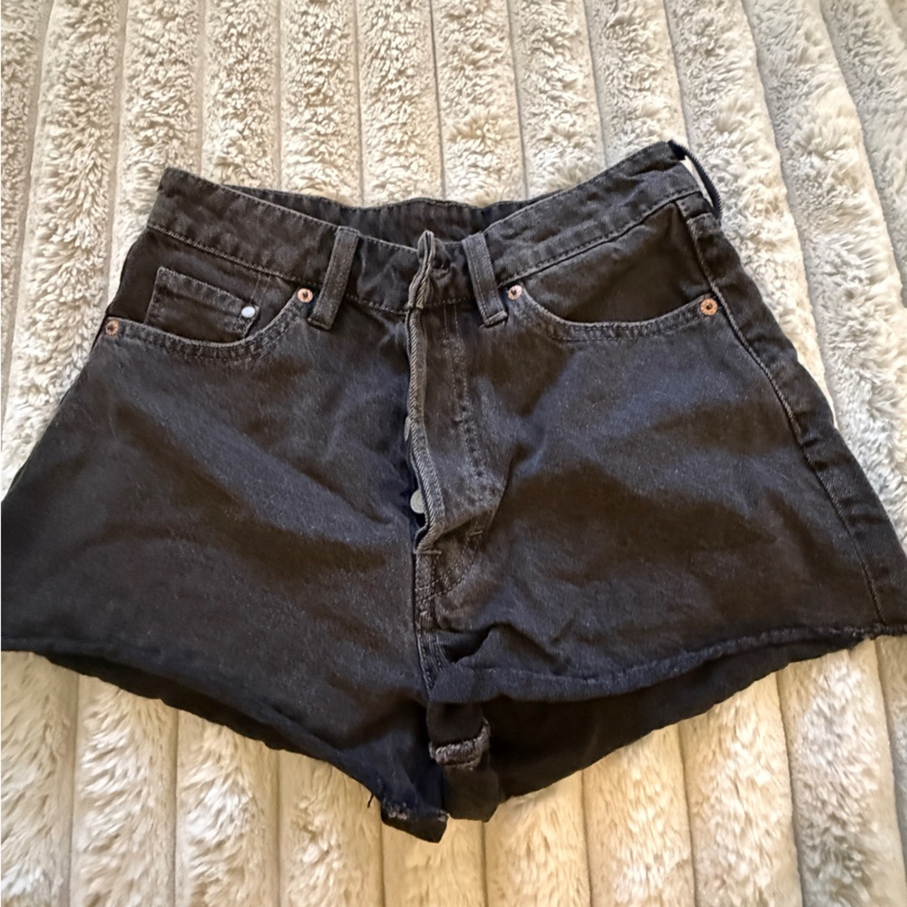 &Denim black high waisted vintage denim shorts